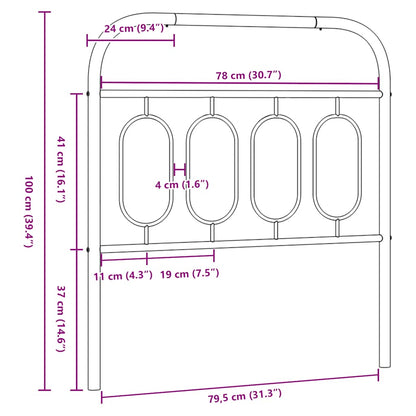 vidaXL Ersatz-Kopfteil Metall Weiß 80 cm