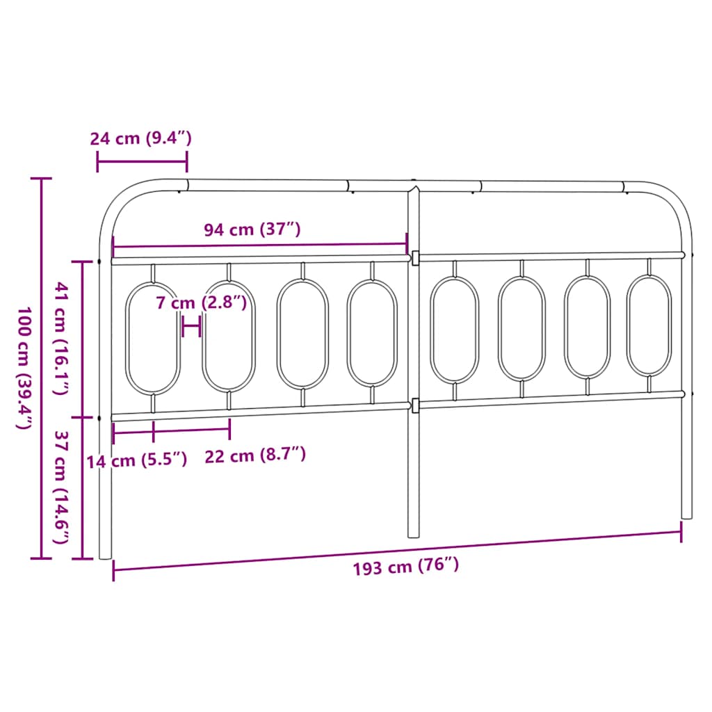 vidaXL Ersatz-Kopfteil Metall Weiß 193 cm