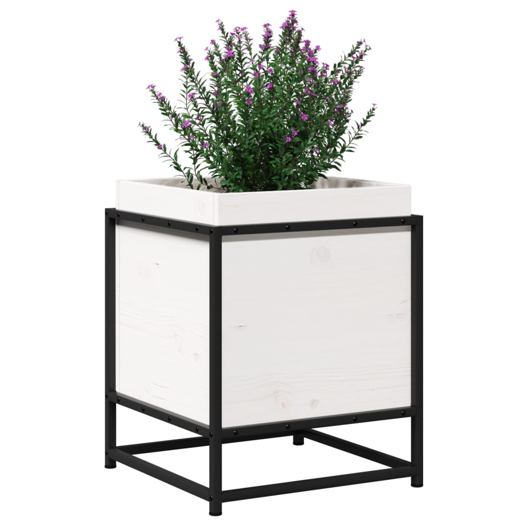 vidaXL Jardinière Blanc 40x40x50 cm Bois de pin massif