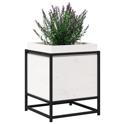 vidaXL Jardinière Blanc 40x40x50 cm Bois de pin massif