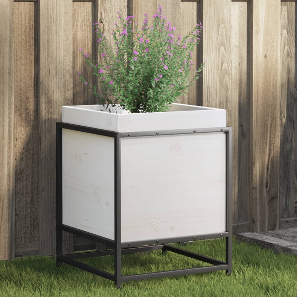 vidaXL Jardinière Blanc 40x40x50 cm Bois de pin massif
