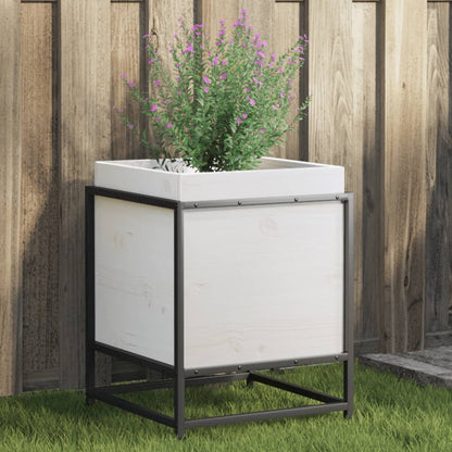 vidaXL Jardinière Blanc 40x40x50 cm Bois de pin massif