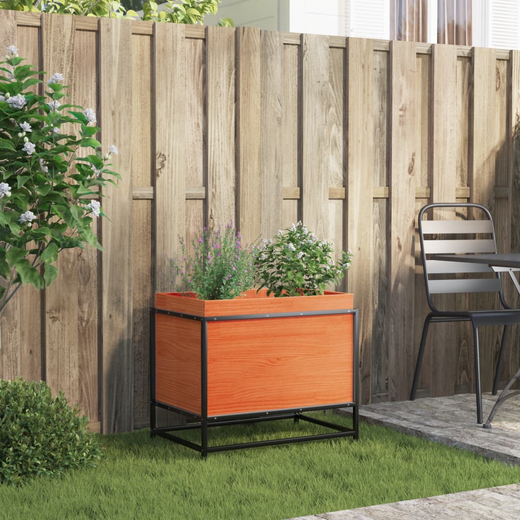 vidaXL Jardinière Bois de pin massif marron ciré 60x40x50 cm