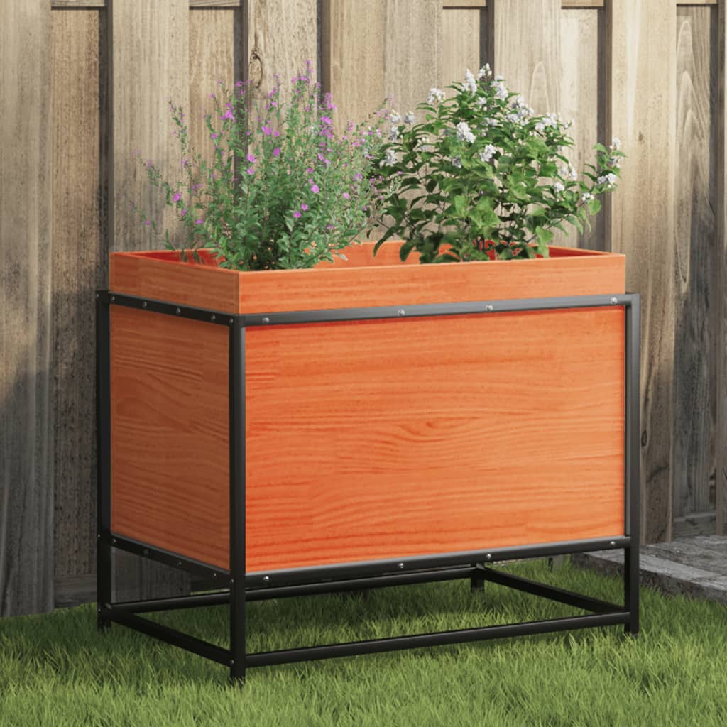 vidaXL Jardinière Bois de pin massif marron ciré 60x40x50 cm