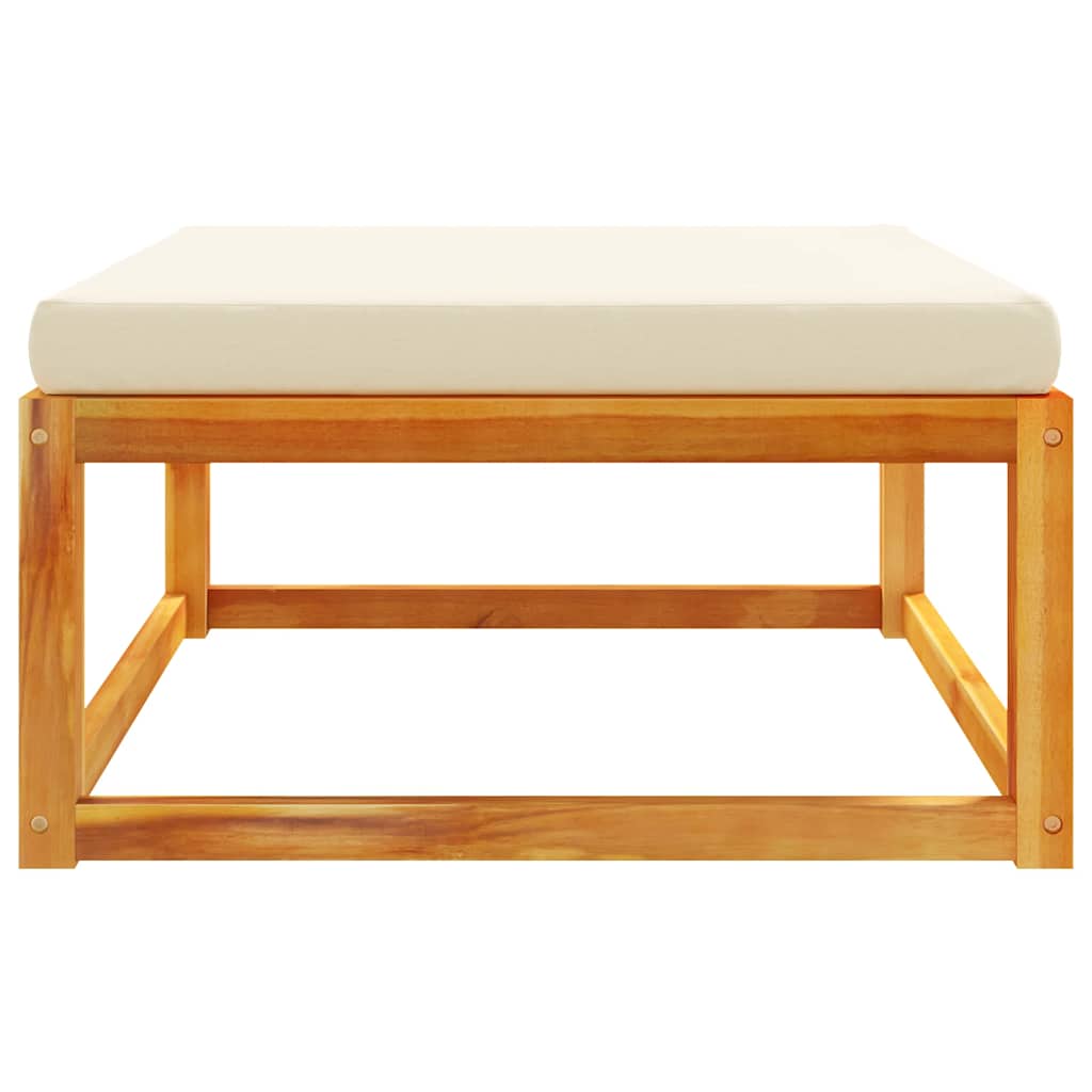 vidaXL Pouf de jardin avec coussin 65x65x29 cm Bois d'acacia massif
