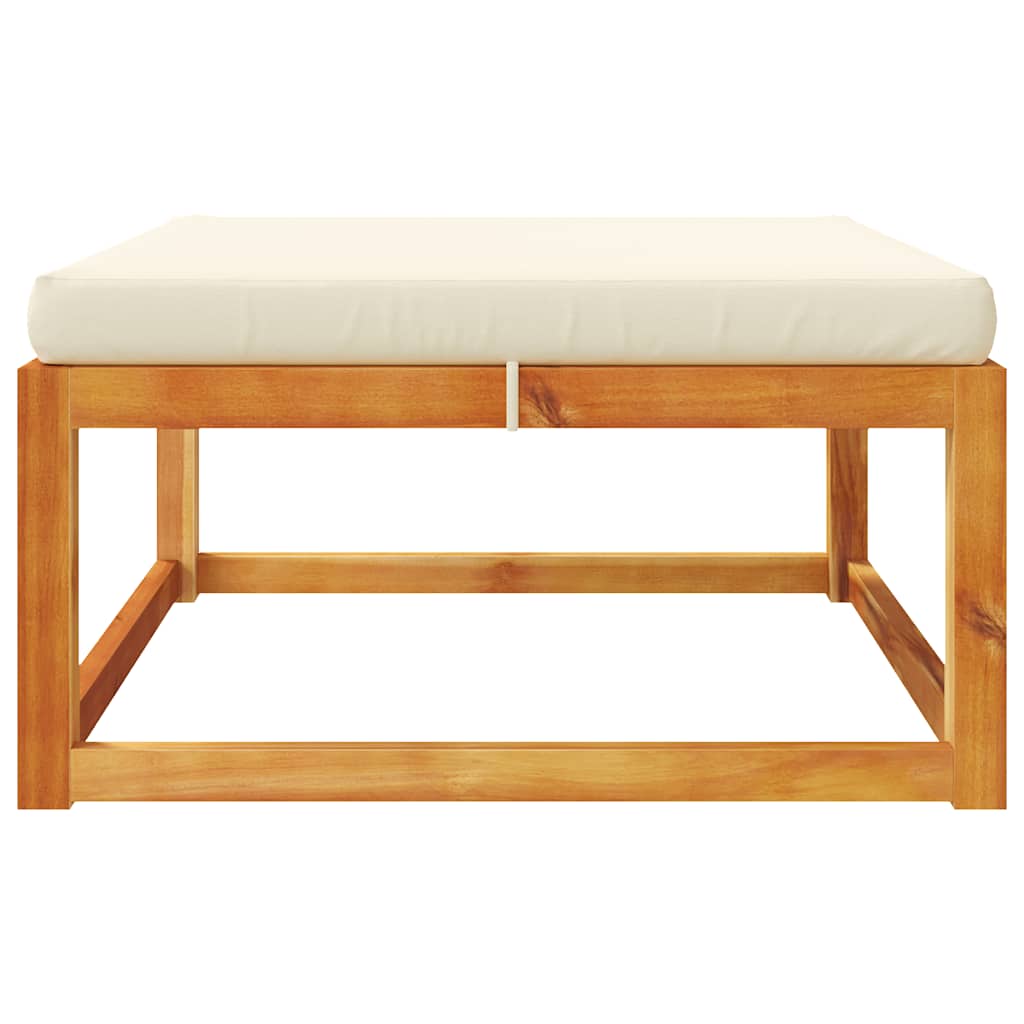 vidaXL Pouf de jardin avec coussin 65x65x29 cm Bois d'acacia massif
