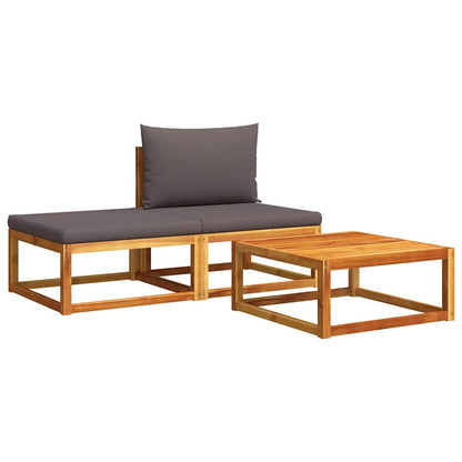 vidaXL Ensemble de canapés de jardin 3 pcs avec coussins, bois d'acacia et corde