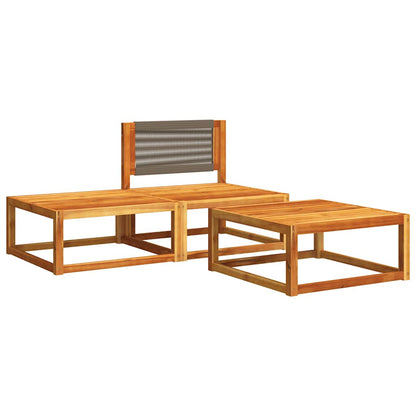 vidaXL Ensemble de canapés de jardin 3 pcs avec coussins, bois d'acacia et corde