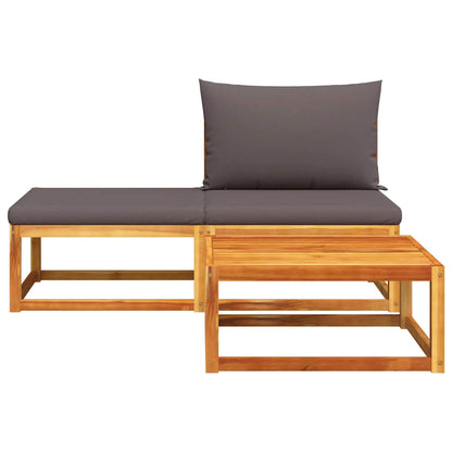 vidaXL Ensemble de canapés de jardin 3 pcs avec coussins, bois d'acacia et corde
