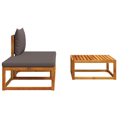 vidaXL Ensemble de canapés de jardin 3 pcs avec coussins, bois d'acacia et corde