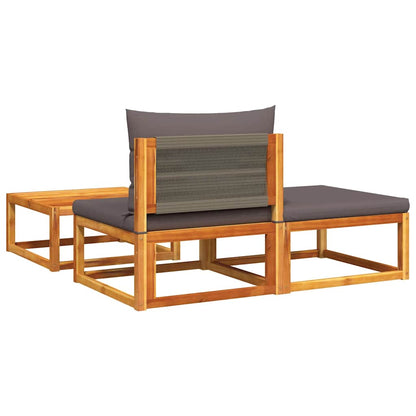vidaXL Ensemble de canapés de jardin 3 pcs avec coussins, bois d'acacia et corde