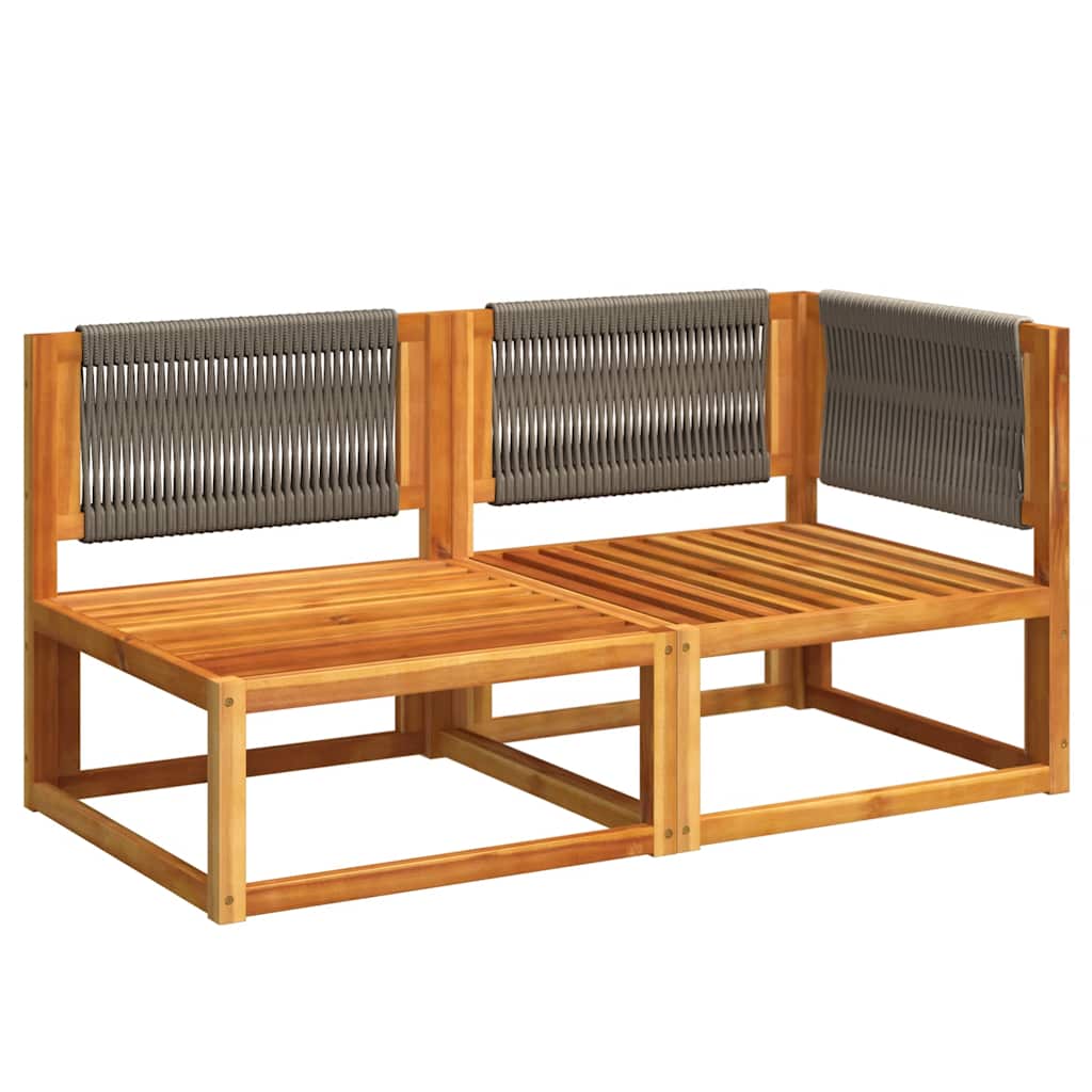 vidaXL Canapé de jardin 2 places avec coussins en bois d'acacia et corde
