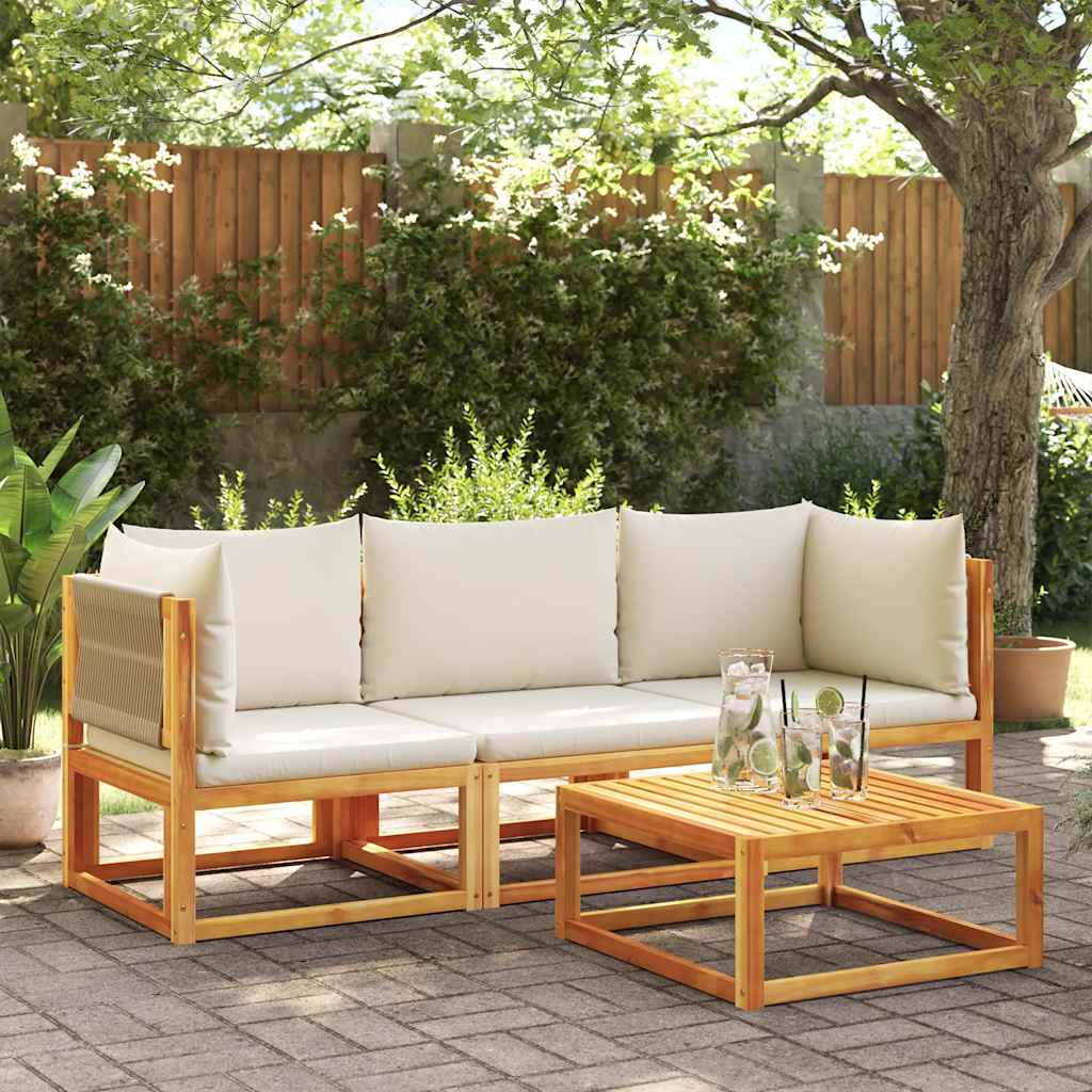 vidaXL Gartensofa-Ecke mit Kissen Holz Akazie & Seil