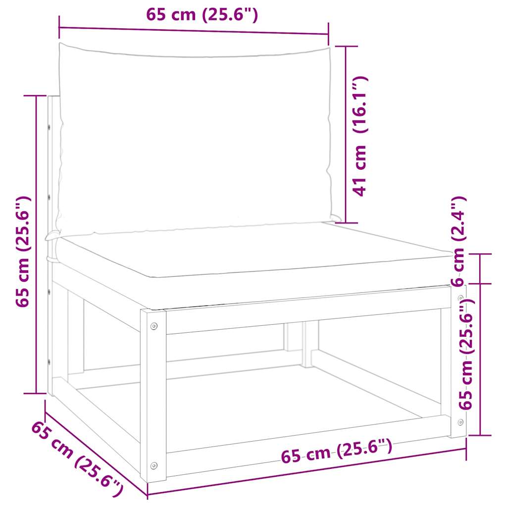 vidaXL Gartensofa ohne Armlehnen mit Kissen Holz Akazie & Seil