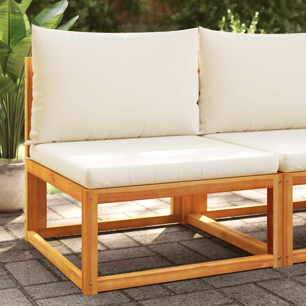 vidaXL Gartensofa ohne Armlehnen mit Kissen Holz Akazie & Seil