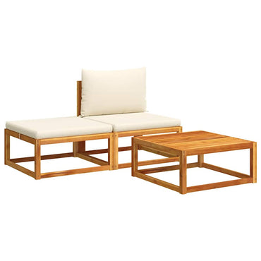 vidaXL 3-tlg. Gartensofa-Set mit Kissen Holz Akazie & Seil