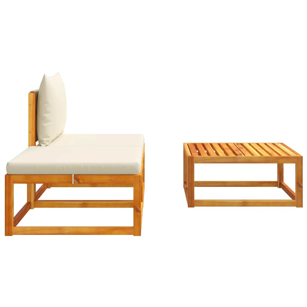 vidaXL 3-tlg. Gartensofa-Set mit Kissen Holz Akazie & Seil