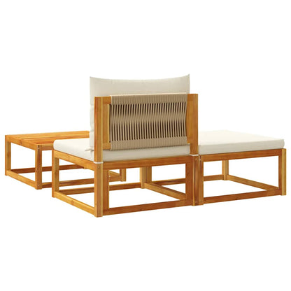 vidaXL 3-tlg. Gartensofa-Set mit Kissen Holz Akazie & Seil