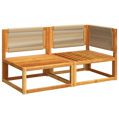 vidaXL Gartensofa mit Kissen 2-Sitzer Holz Akazie & Seil