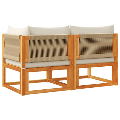 vidaXL Gartensofa mit Kissen 2-Sitzer Holz Akazie & Seil