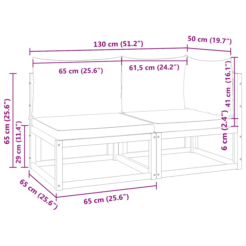 vidaXL Gartensofa mit Kissen 2-Sitzer Holz Akazie & Seil