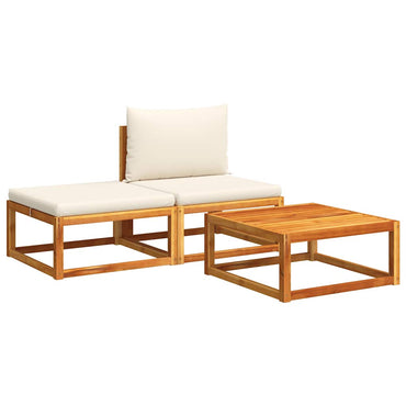 vidaXL Ensemble de canapés de jardin 3 pcs avec coussins Bois d'acacia et rotin