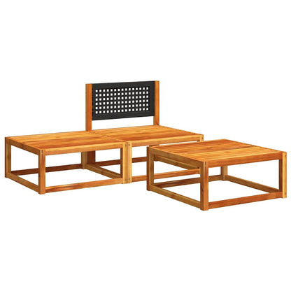 3-tlg. Gartensofa-Set mit Kissen Holz Akazie & Rattan