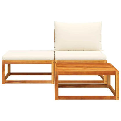 vidaXL Ensemble de canapés de jardin 3 pcs avec coussins Bois d'acacia et rotin