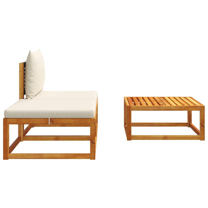 3-tlg. Gartensofa-Set mit Kissen Holz Akazie & Rattan