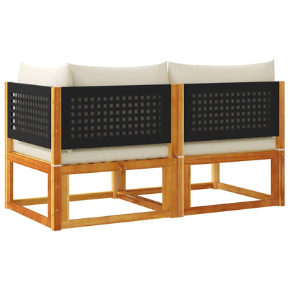vidaXL Canapé de jardin 2 places avec coussins Bois d'acacia et rotin
