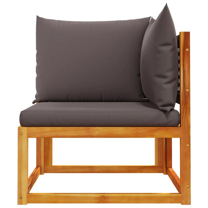 vidaXL Canapé d'angle de jardin avec coussins, bois d'acacia et rotin