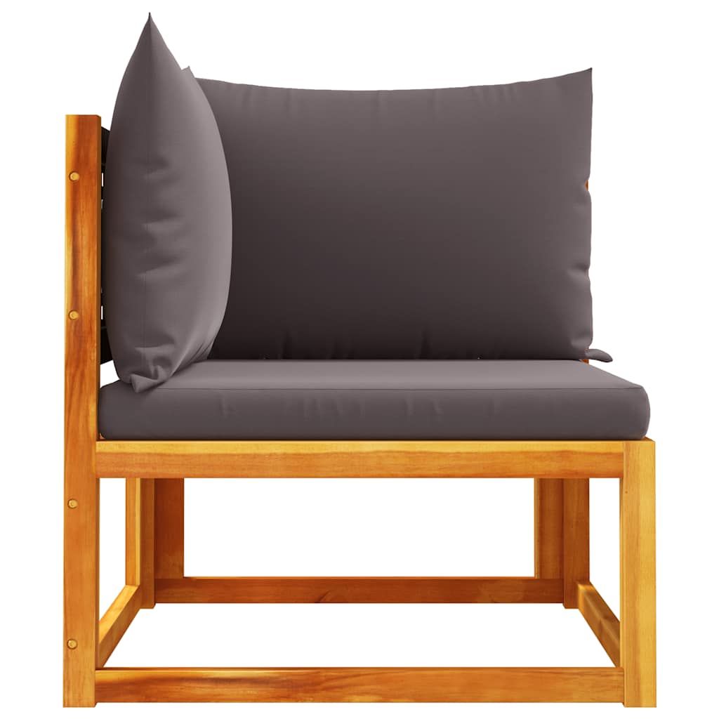 vidaXL Canapé d'angle de jardin avec coussins, bois d'acacia et rotin