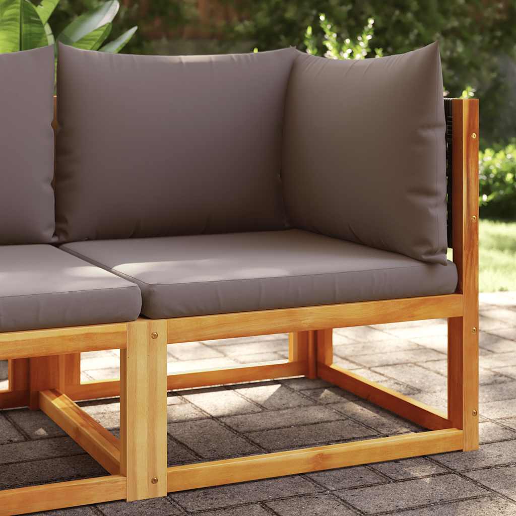vidaXL Canapé d'angle de jardin avec coussins, bois d'acacia et rotin