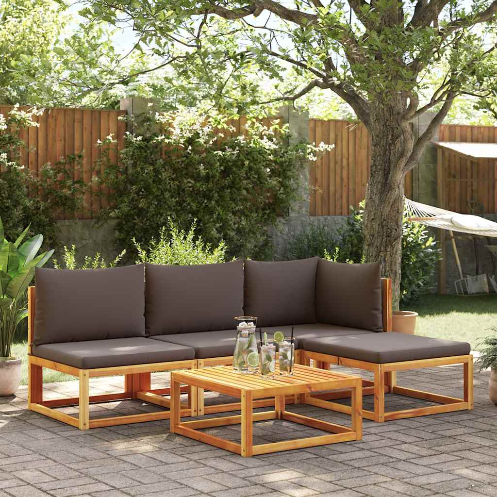vidaXL Gartensofa ohne Armlehnen mit Kissen Holz Akazie & Rattan