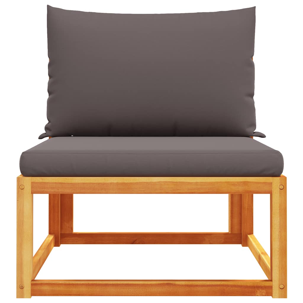 vidaXL Gartensofa ohne Armlehnen mit Kissen Holz Akazie & Rattan