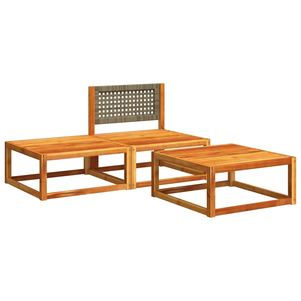 vidaXL 3-tlg. Gartensofa-Set mit Kissen Holz Akazie & Rattan