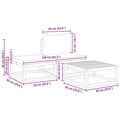 vidaXL 3-tlg. Gartensofa-Set mit Kissen Holz Akazie & Rattan
