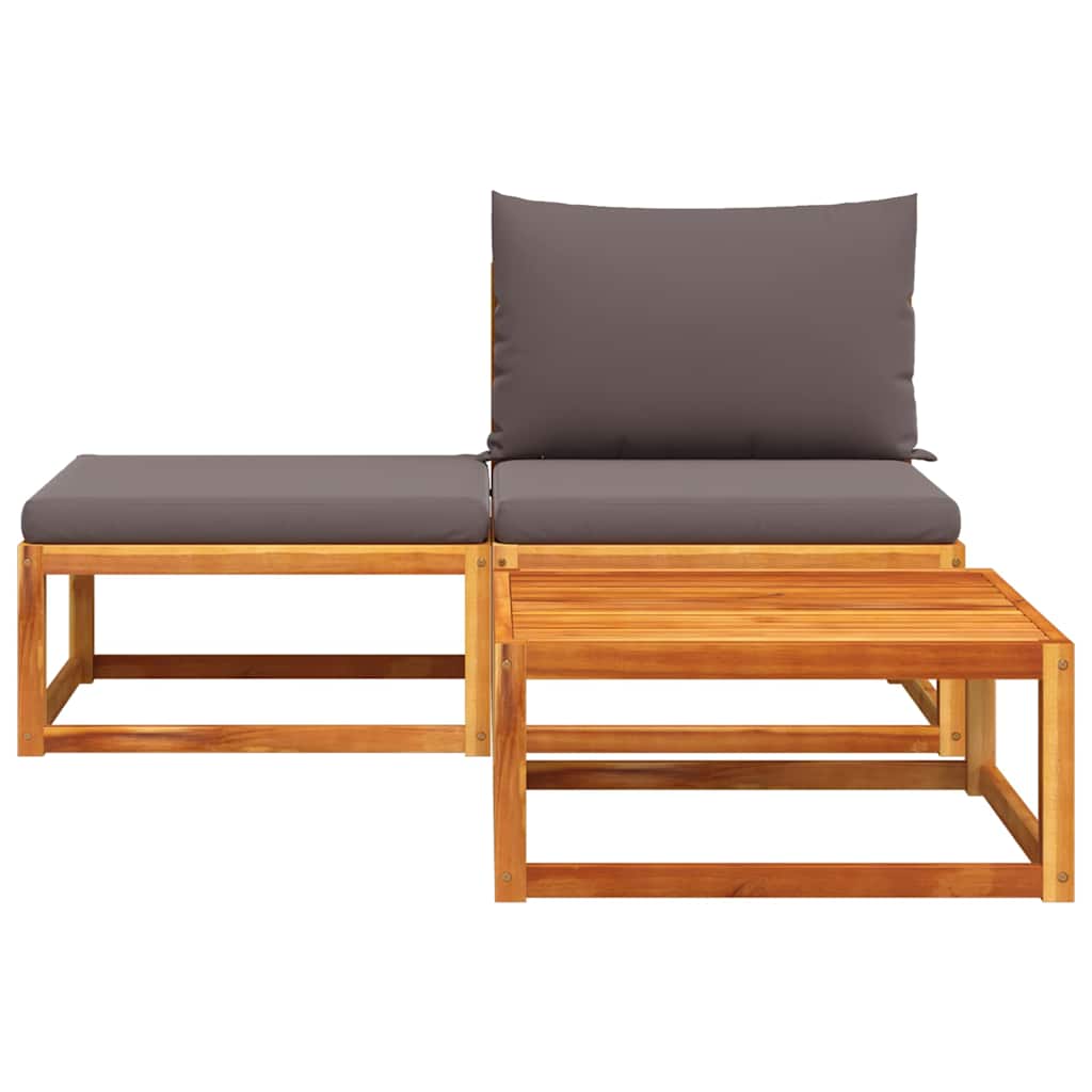 vidaXL 3-tlg. Gartensofa-Set mit Kissen Holz Akazie & Rattan