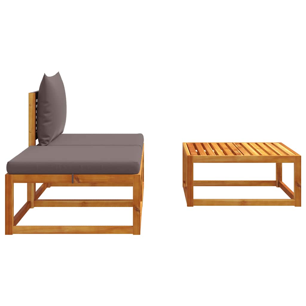 vidaXL 3-tlg. Gartensofa-Set mit Kissen Holz Akazie & Rattan