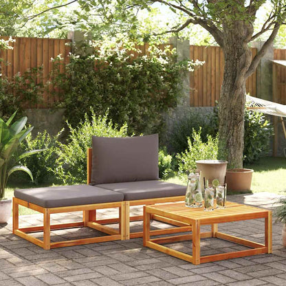 vidaXL 3-tlg. Gartensofa-Set mit Kissen Holz Akazie & Rattan