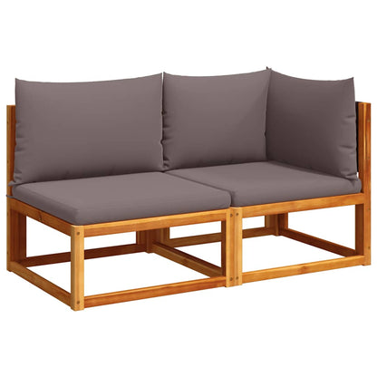 Gartensofa mit Kissen 2-Sitzer Holz Akazie & Rattan