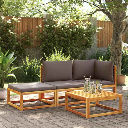 Gartensofa mit Kissen 2-Sitzer Holz Akazie & Rattan