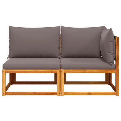 Gartensofa mit Kissen 2-Sitzer Holz Akazie & Rattan
