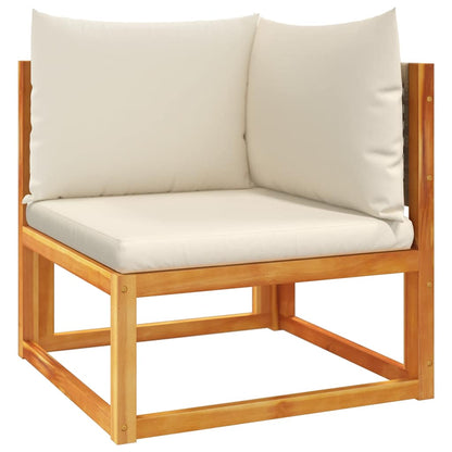 vidaXL Canapé d'angle de jardin avec coussins, bois d'acacia et rotin