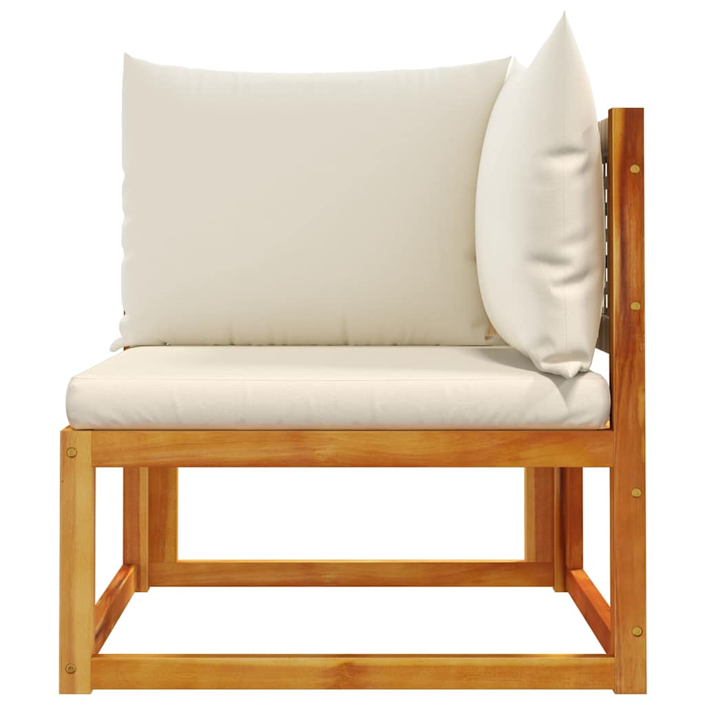 vidaXL Canapé d'angle de jardin avec coussins, bois d'acacia et rotin