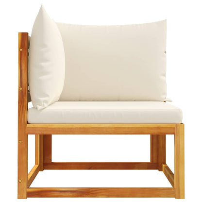 vidaXL Canapé d'angle de jardin avec coussins, bois d'acacia et rotin
