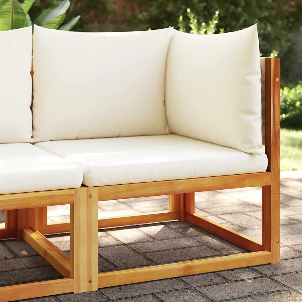 vidaXL Canapé d'angle de jardin avec coussins, bois d'acacia et rotin