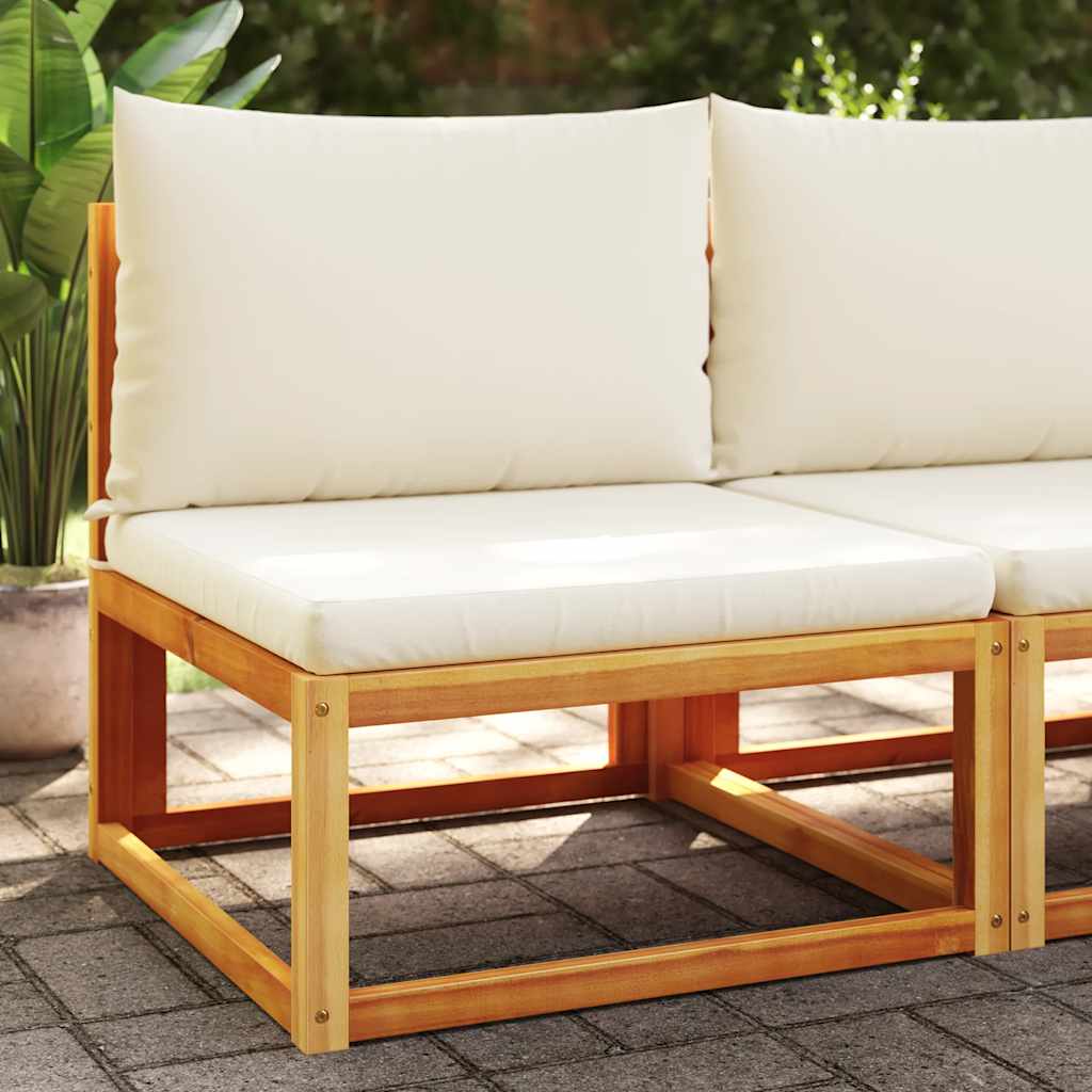 vidaXL Canapé de jardin sans accoudoirs avec coussins Bois d'acacia et rotin