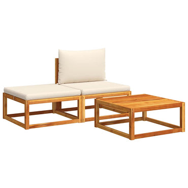 vidaXL Ensemble de canapés de jardin 3 pcs avec coussins Bois d'acacia et rotin