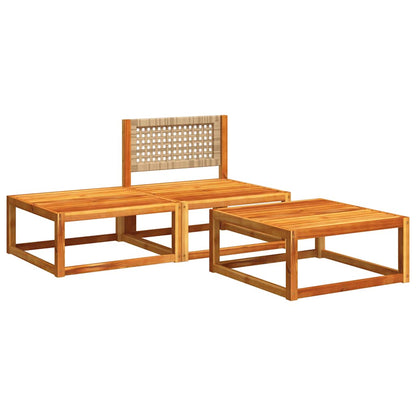 vidaXL Ensemble de canapés de jardin 3 pcs avec coussins Bois d'acacia et rotin